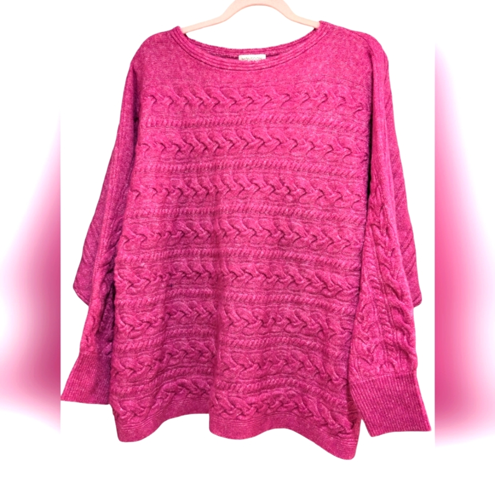 Monsoon London Women's Sweater Pink XL Dolman Sleeves